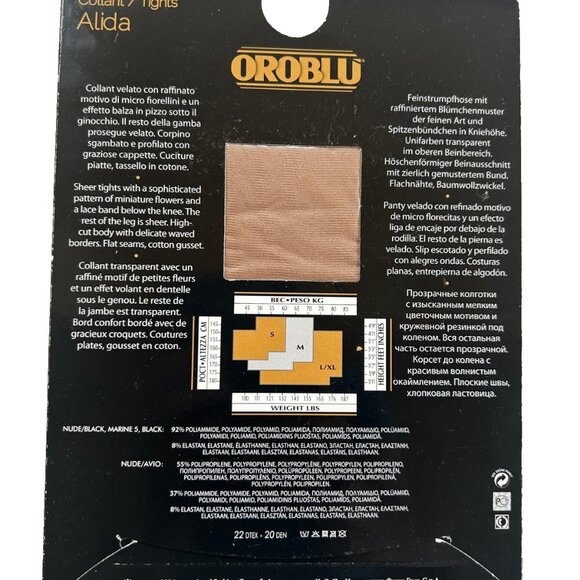 🛍️ BLACK FRIDAY🛍 NIP OROBLU LACE FLORAL PARTY HOLIDAY TIGHTS NUDE BLACK MEDIUM - Picture 2 of 3